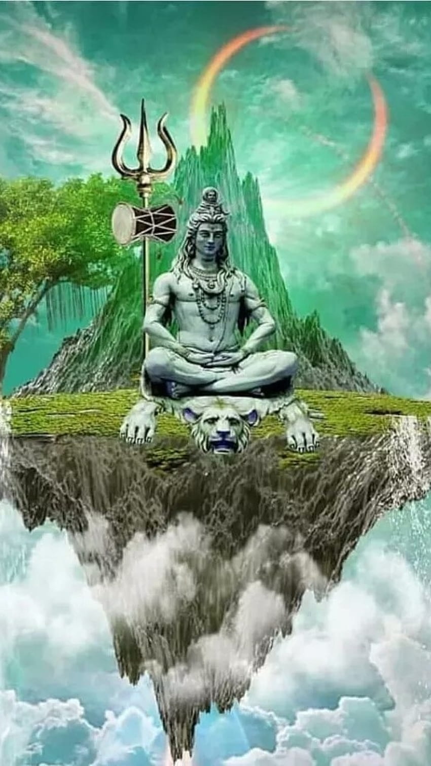 Sivan, Lord Shiva, พื้นหลังเมฆ วอลล์เปเปอร์โทรศัพท์ HD