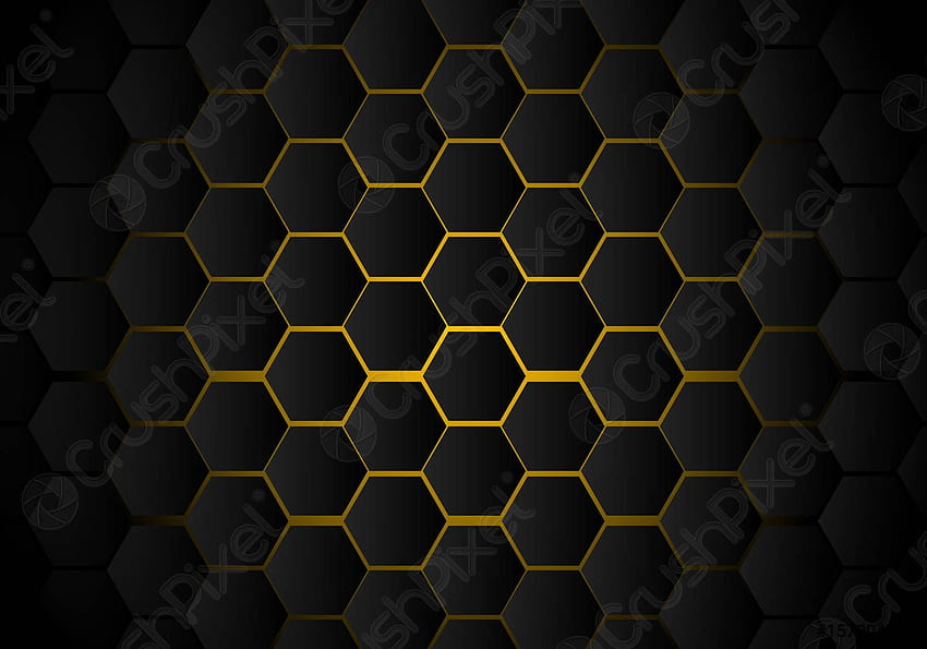 Abstract Black Hexagon Pattern On Yellow Neon Background Technology Style,  Stock Vector HD wallpaper | Pxfuel