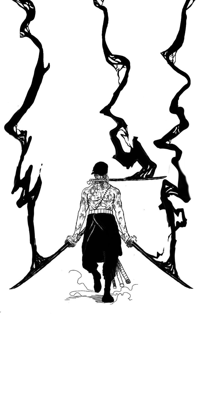 Zoro Black And White Wallpaper