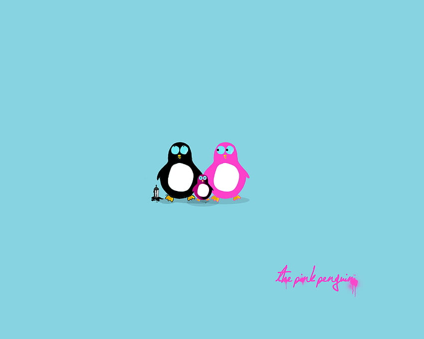 . สื่อใหม่เอี่ยม สิ่งดิจิตอลและการออกแบบ Pink Penguin วอลล์เปเปอร์ HD