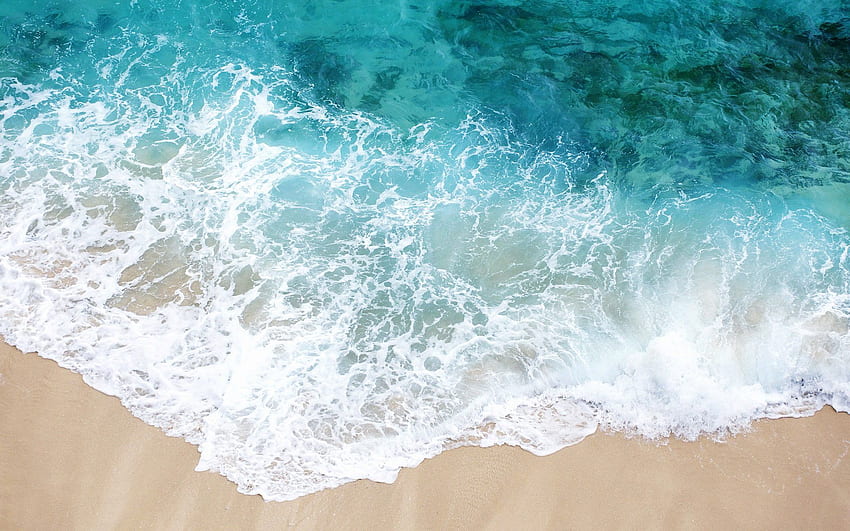 Plaża Fale Niebieskie Tło Wyspy MORZE, Woda Na Plaży Tapeta HD