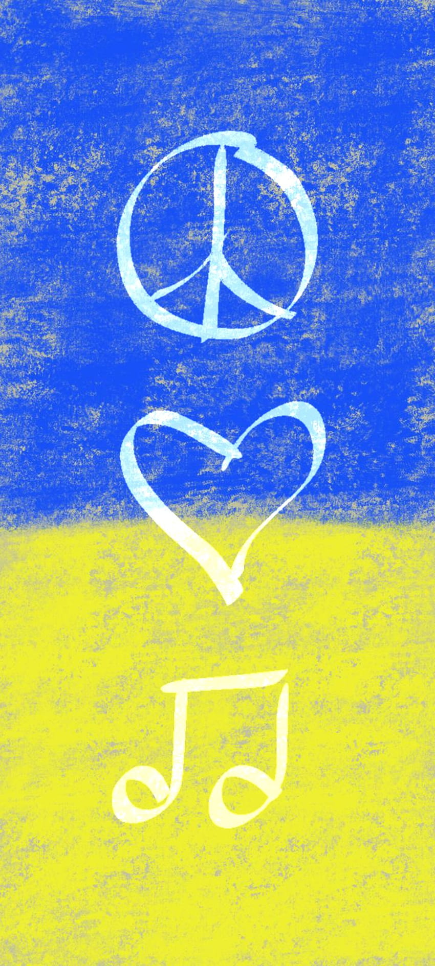 Love Peace Music, symbol, blue, Ukraine, yellow HD phone wallpaper