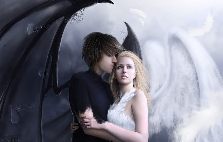 angel and demon love drawings