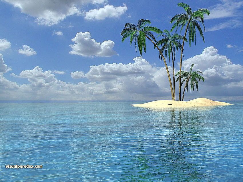 Insel für Computer, 3D-Insel HD-Hintergrundbild