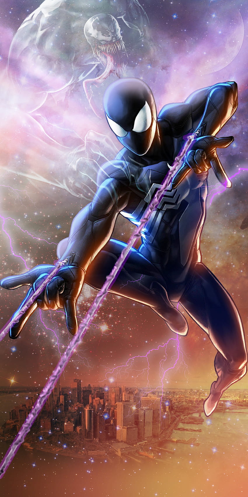 Spiderman and Venom, art, marvel, fictional character HD phone wallpaper