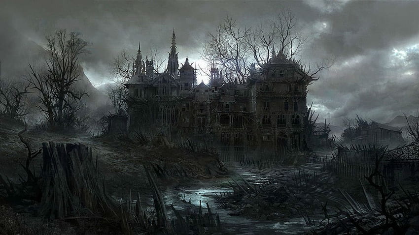 ХЕЛОУИН тъмна обитавана от духове призрачна къща. . 497956, Зловещ замък HD тапет