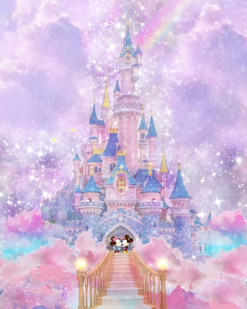 disney, castillo de la princesa rosa fondo de pantalla del teléfono