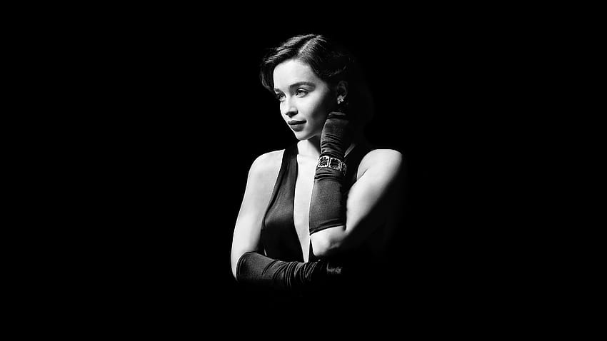Emilia Clarke, BW, actress HD wallpaper