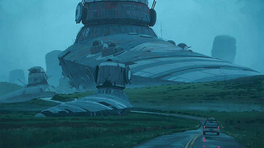 Simon Stålenhag, Science fiction, Spaceship, Car, Digital art / and Mobile Background HD wallpaper