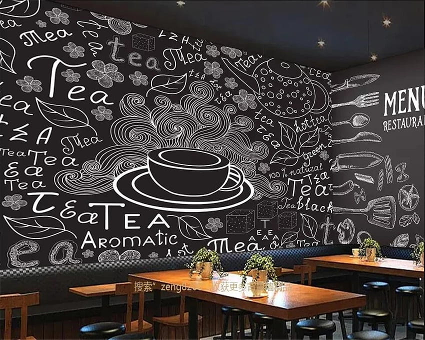 Beibehang Custom American cofe cafe illustration background wall home decoration tooling TV background 3D . , Aromatic HD wallpaper