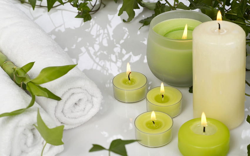 Leaves, Candles, , , Aromatherapy, Massage HD wallpaper