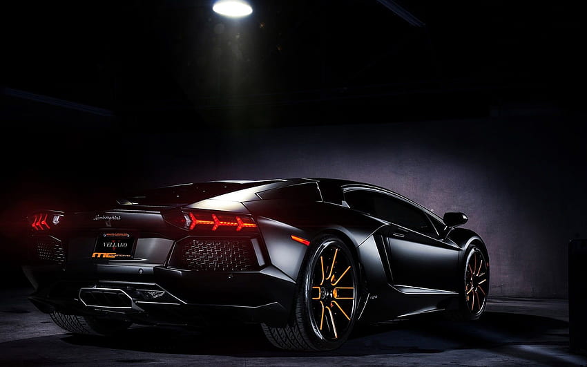รถสปอร์ตสีดำ รถ Lamborghini สีเข้ม วอลล์เปเปอร์ HD