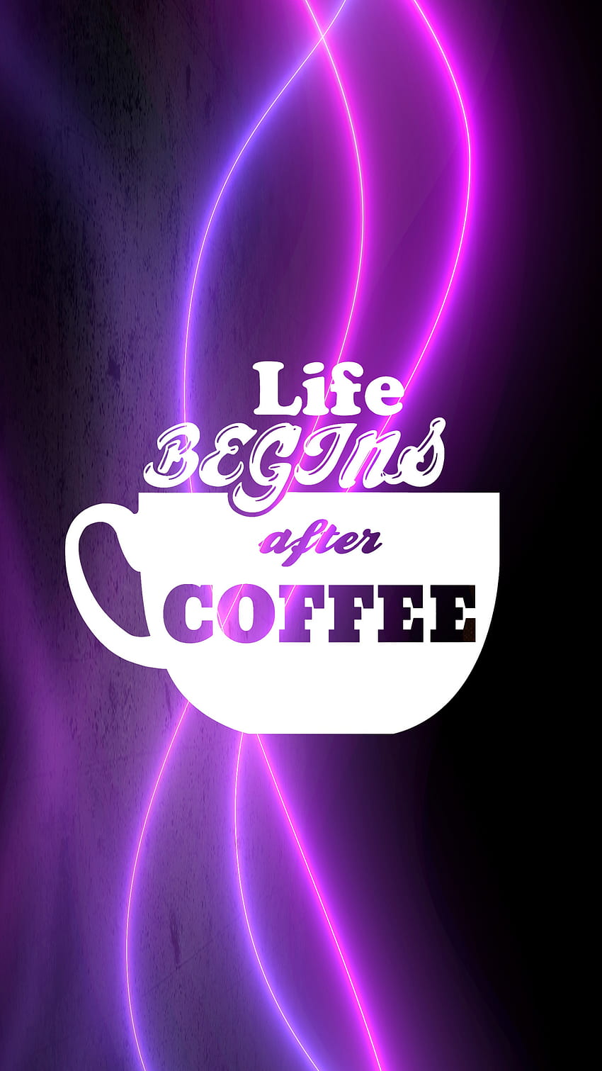Życie zaczyna się po kawie, półksiężyc, neon, kawa Tapeta na telefon HD