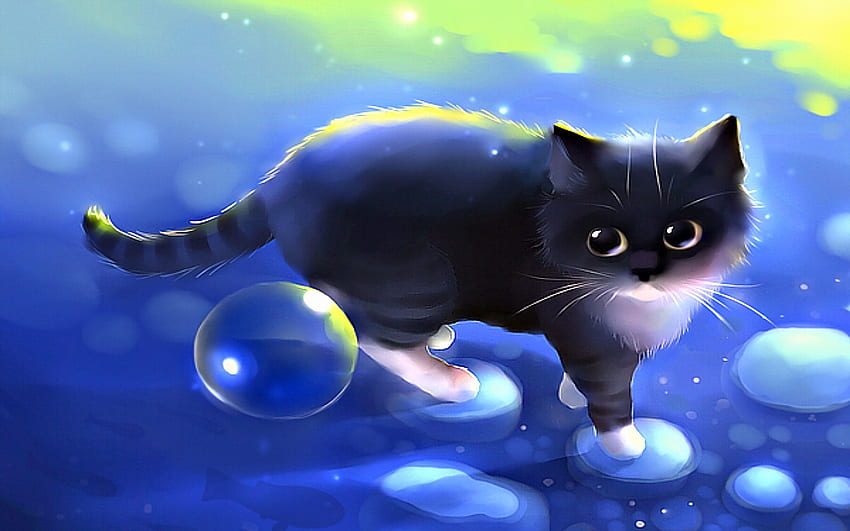 Cat Art Fresh Fractal Big, Cool Anime Cat HD wallpaper