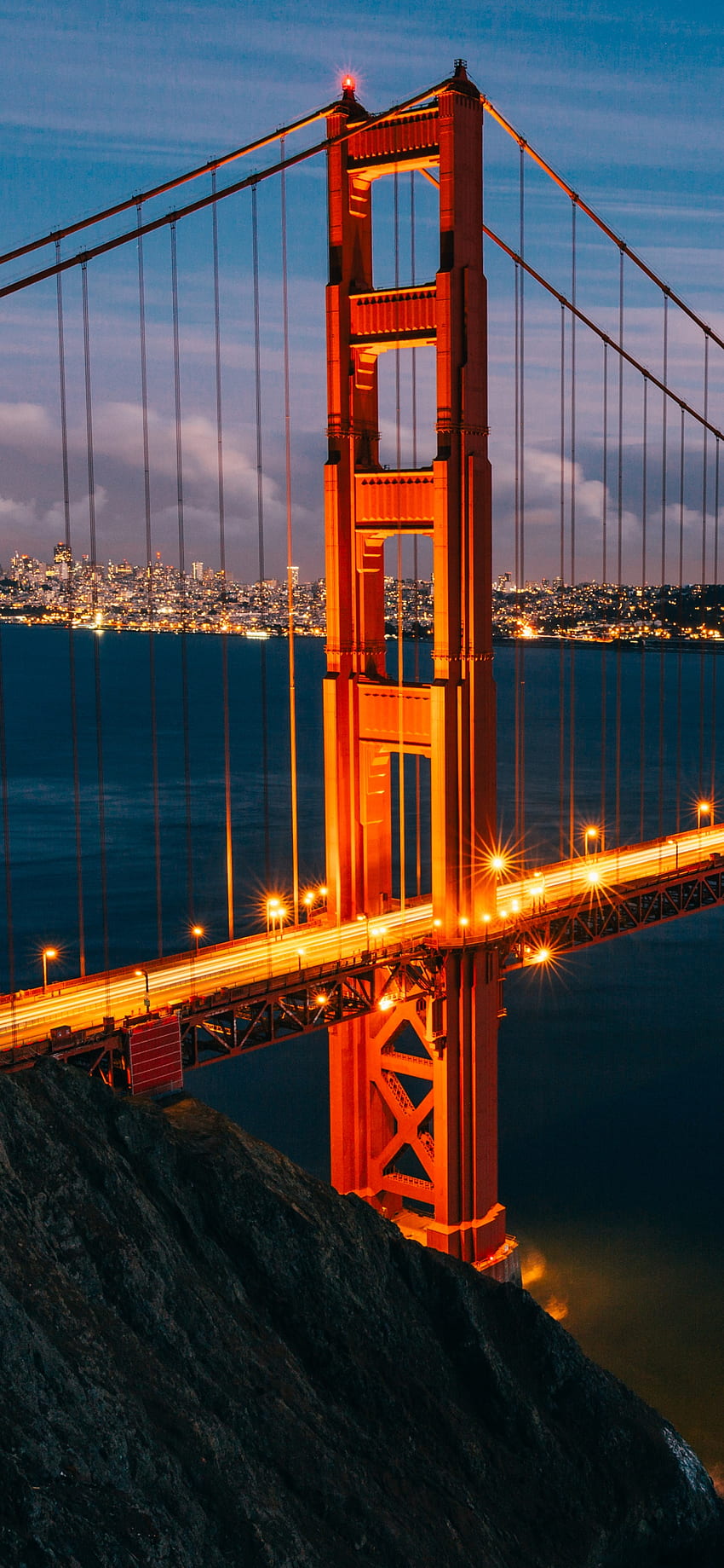 Golden Gate Bridge, San Francisco, Serata, Luci, California, Mondo, San Francisco iPad Sfondo del telefono HD