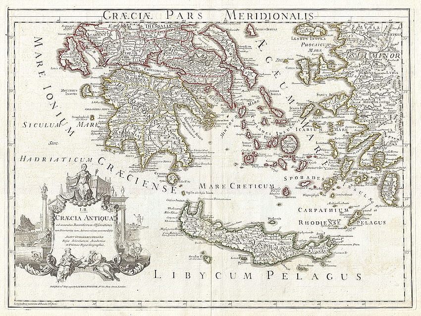 Peta Delisle Yunani Kuno Selatan, Yunani, Kepulauan Yunani Wallpaper HD