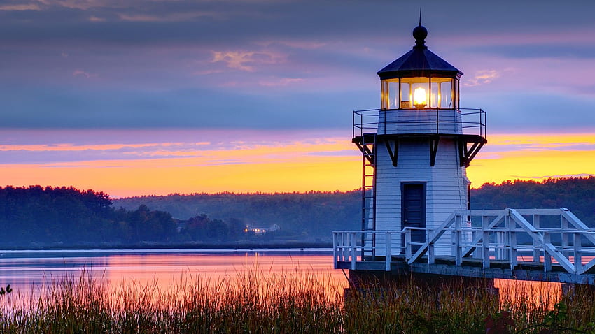 Lighthouse, American Countryside HD wallpaper
