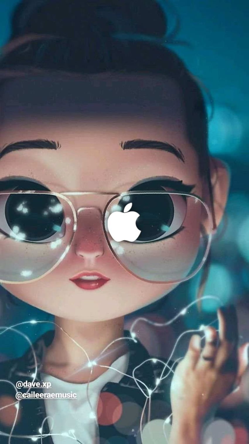 Pour iPhone 5c Noël. Jolie fille de dessin animé, Jolie fille, Dessins mignons, Lunettes 3D Cartoon Fond d'écran de téléphone HD