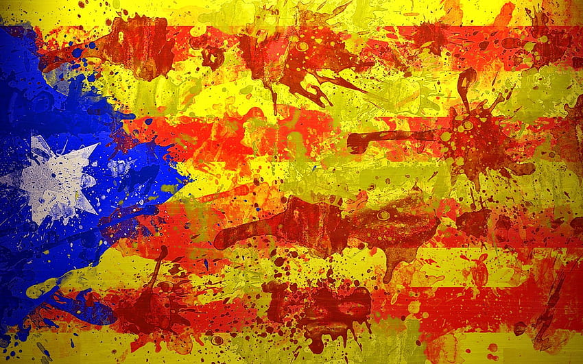 Barcelona, ​​España, Cataluña, Textura, Texturas, Pintura, Bandera, Simbolismo fondo de pantalla