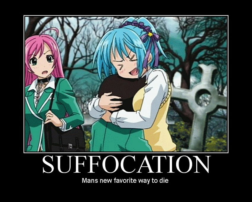 Suffocation, anime, moka, funny, rosario vampire, kurumu HD wallpaper