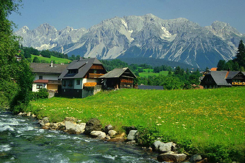 Alpes suisses mignonnes, village suisse Fond d'écran HD