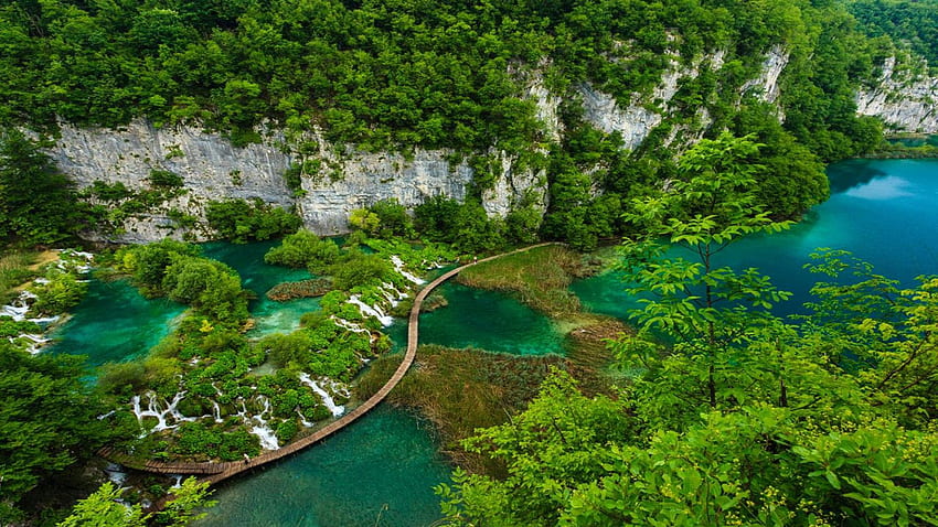 Parco nazionale dei laghi di Plitvice Ariel View Croazia Sfondo HD