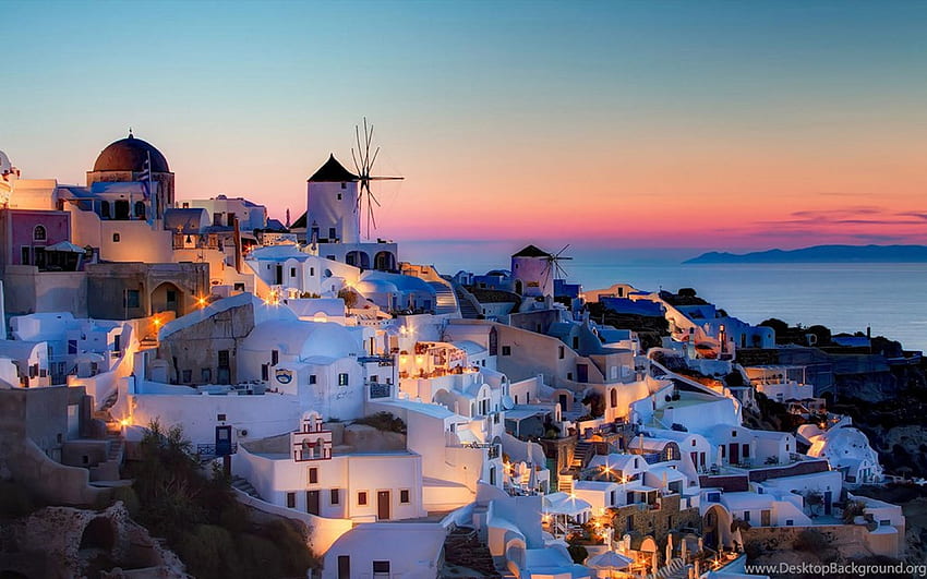 Santorini al atardecer, grecia, puestas de sol, naturaleza, atardecer, santorini fondo de pantalla