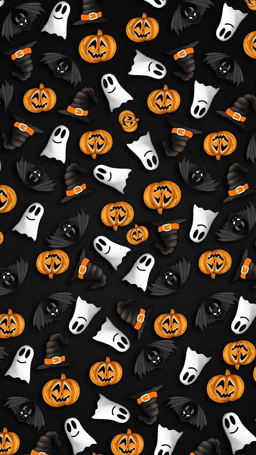 Halloween, orange, ghost, pumpkin HD phone wallpaper