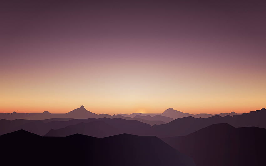 Montagne: coucher de soleil sur la montagne, coucher de soleil minimaliste Fond d'écran HD