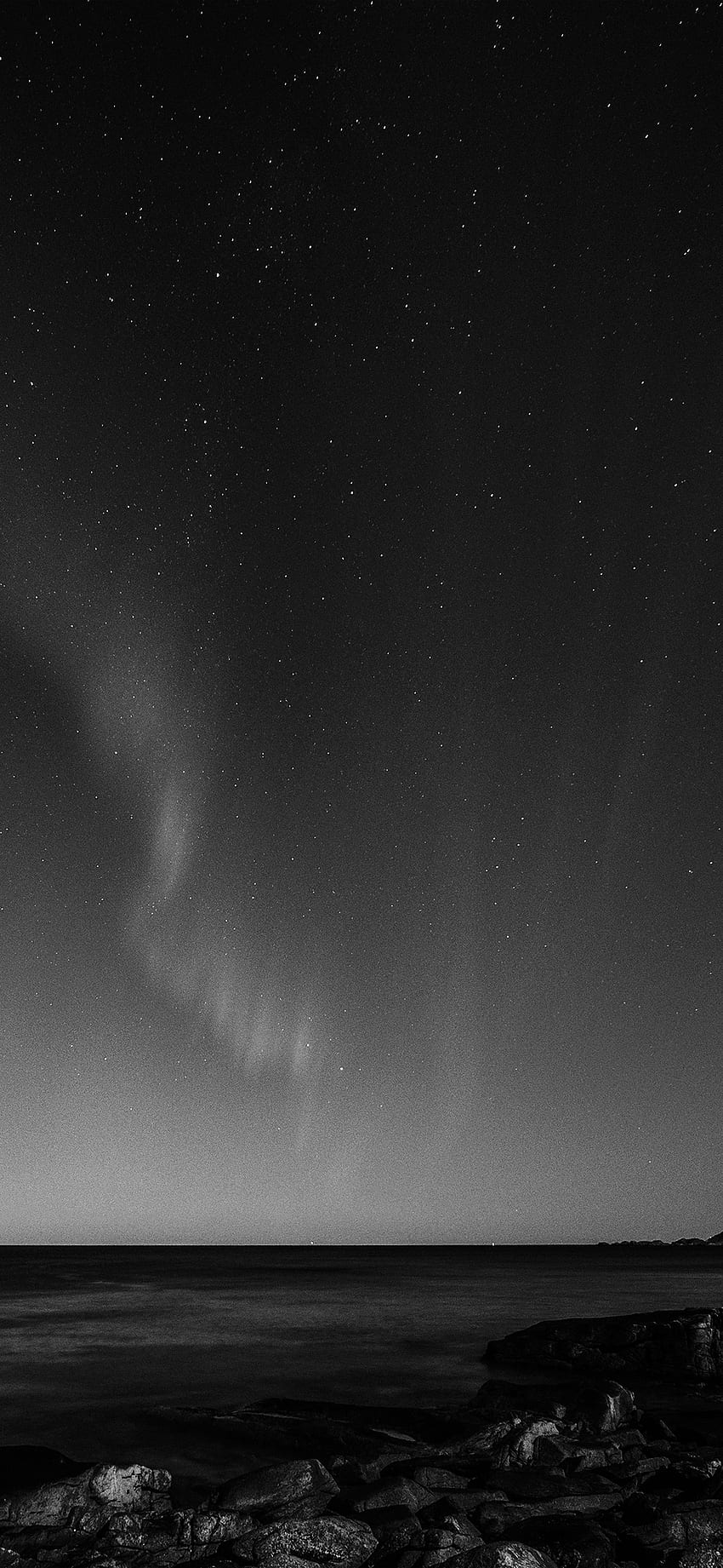IPhone X . aurora night sky star beautiful space sea dark bw HD phone ...
