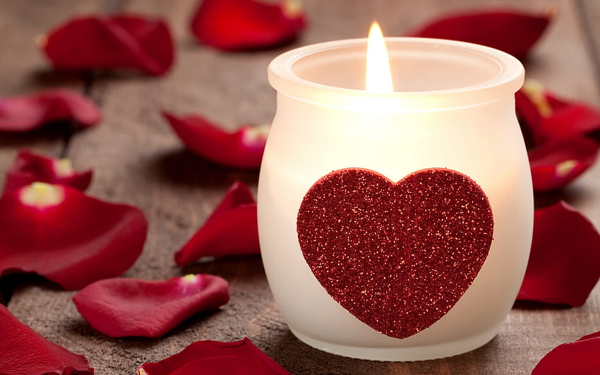 Feiertage, Herzen, Liebe, Valentinstag, Kerzen HD-Hintergrundbild