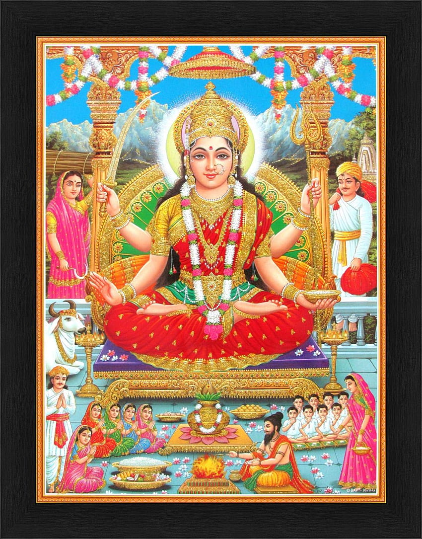 Avercart Goddess Santoshi Plakat w ramie w calach (z rozmiarem ramy: w calach): Dom i kuchnia, Santoshi Maa Tapeta na telefon HD