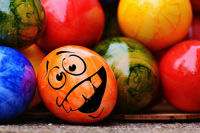 Días festivos, Pascua, Emoticono, Smiley, Pintado, Huevos de Pascua fondo de pantalla