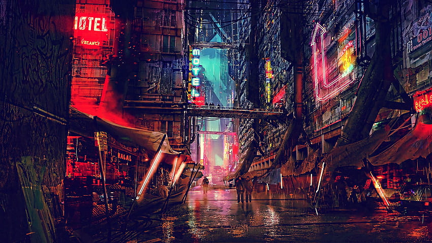 Download Cyberpunk 1920x1080 Futuristic Dystopian Street Wallpaper