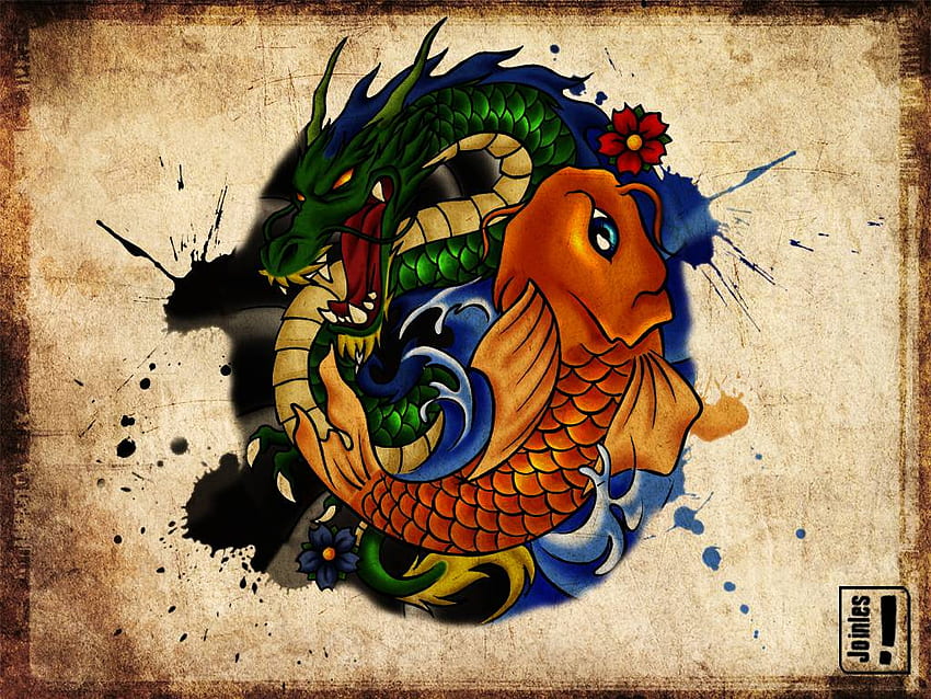 Blue Japanese Dragon Design for T-Shirts, Wallpapers, and Tattoos