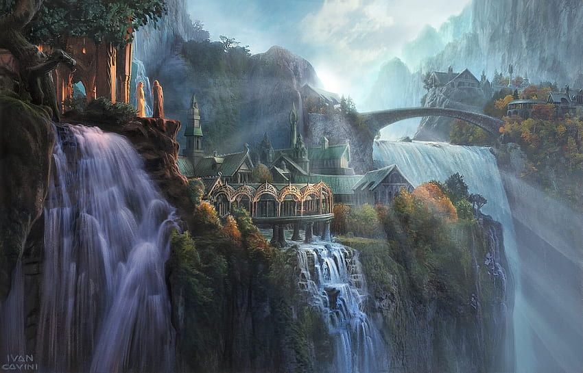 Rivendell, artwork, Ivan Cavini, The Lord of the Rings. Mocah , Imladris HD wallpaper