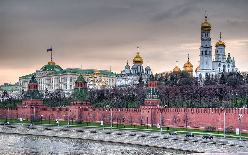 都市, モスクワ, クレムリン, 寺院, 教会, 堤防, 岸壁, 首都, クレムリンの壁 高画質の壁紙