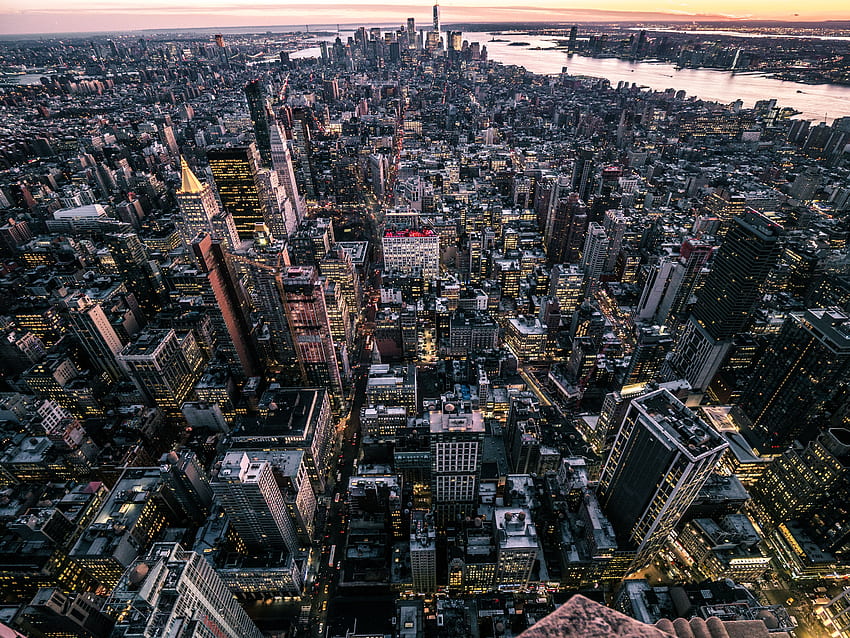 都市, アメリカ合衆国, 都市, 上からの眺め, アメリカ合衆国, ニューヨーク 高画質の壁紙