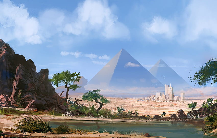 รูป, พีระมิด, อียิปต์, ศิลปะ, Josh Hutchinson, by Josh Hutchinson, The Egyptian Pyramids, New Age Pyramids for , section арт - วอลล์เปเปอร์ HD
