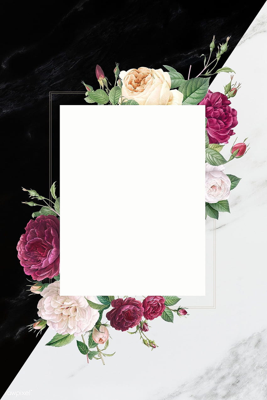 premium illustration of Rectangular frame decorated with roses. frame , Floral poster, Flower background HD phone wallpaper