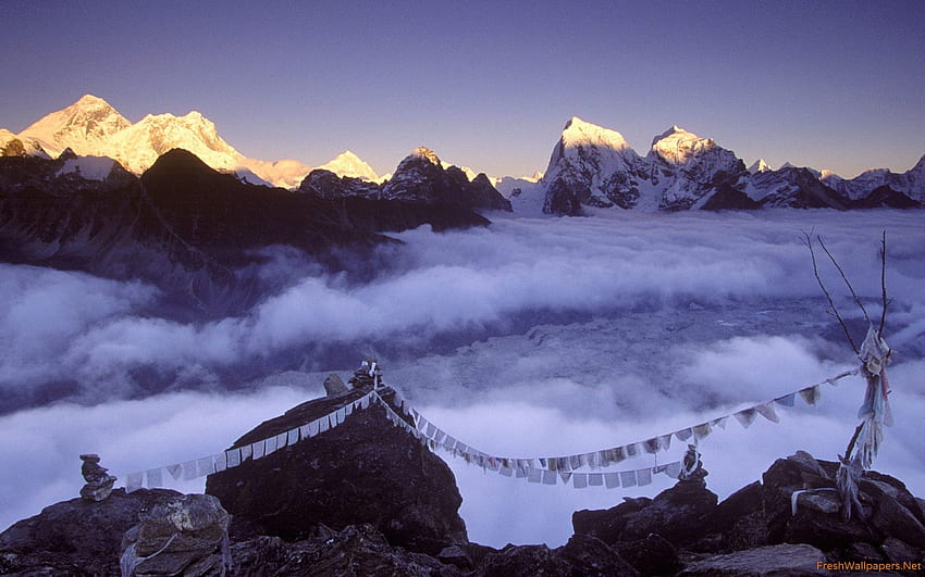 Bandeiras de oração no Everest, Nepal papel de parede HD