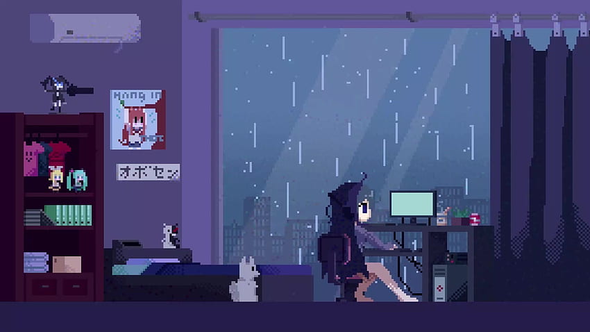 Pixel Room Live, Pixel Rain papel de parede HD