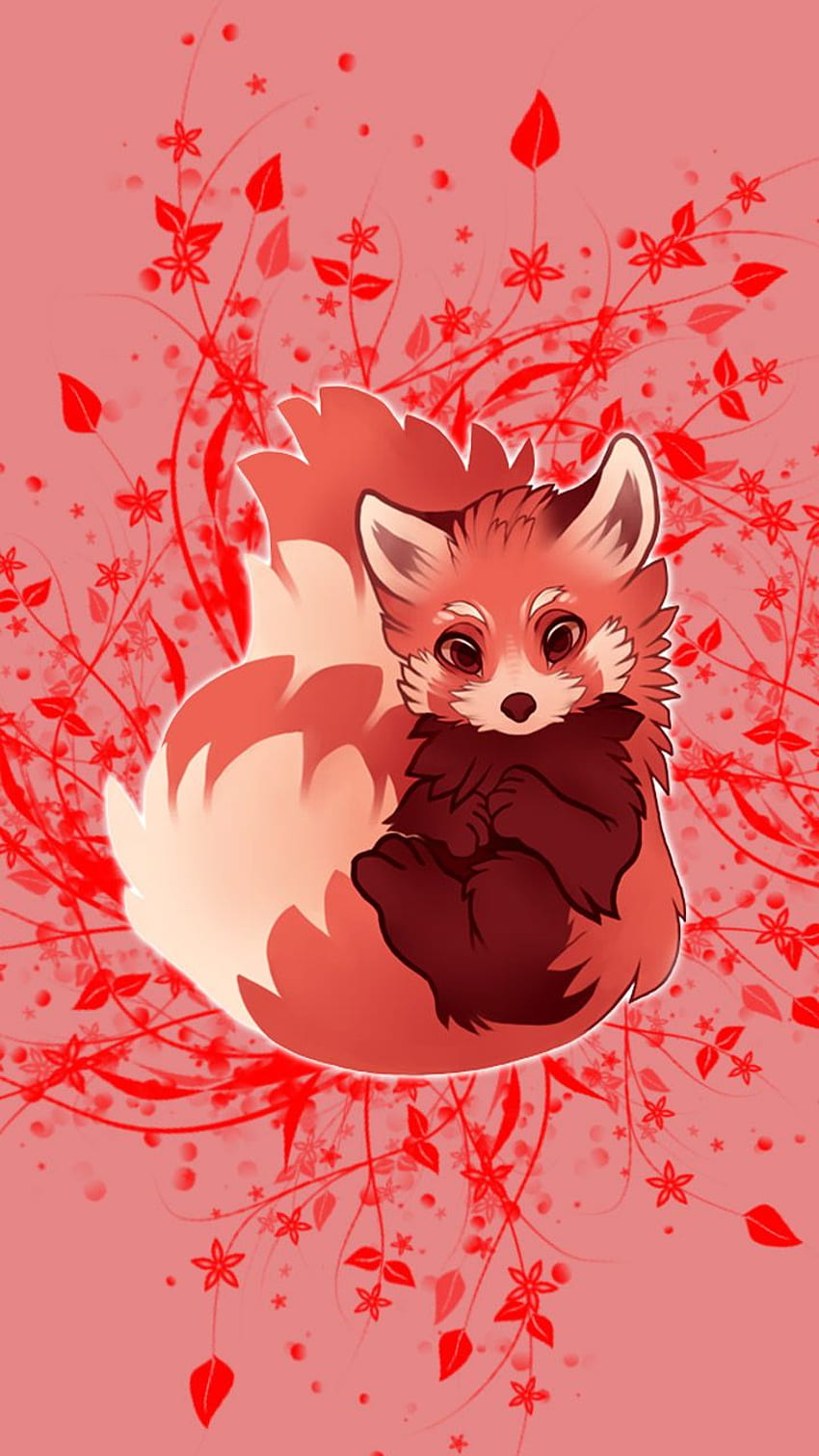 red panda cartoon, Red Panda Kawaii HD phone wallpaper