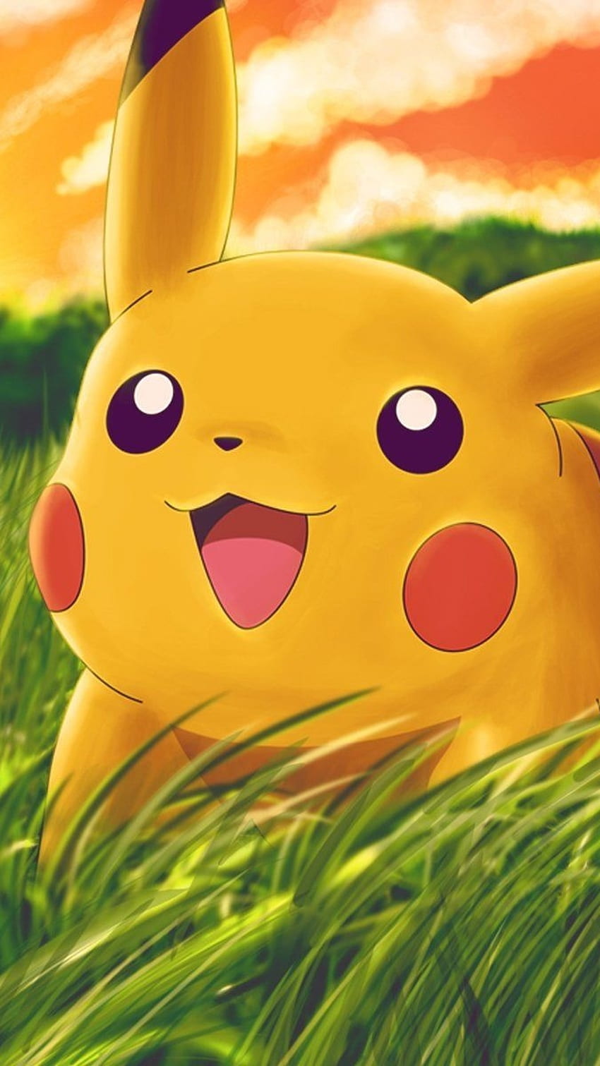 Cute Pikachu, Grass, pokemon, pikachu HD phone wallpaper