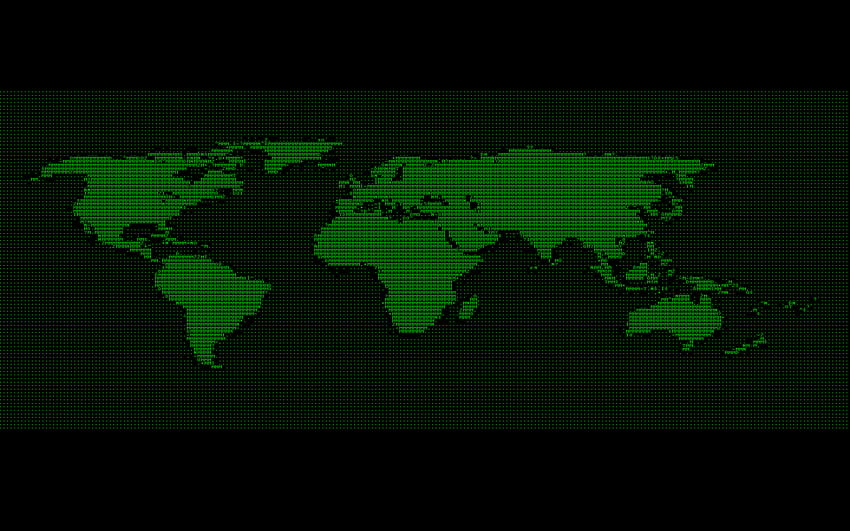 зелено, ретро, ​​киберпънк, ascii, карти, карта на света - HD тапет