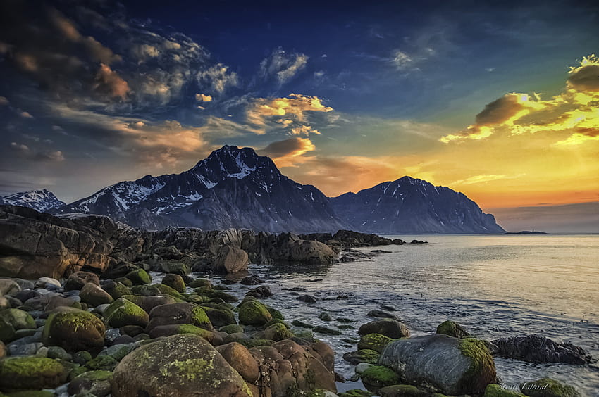 Spring Sea Sky Arctic Scandinavia Norway Lofoten Islands Mountain, Scandinavian Landscape HD wallpaper
