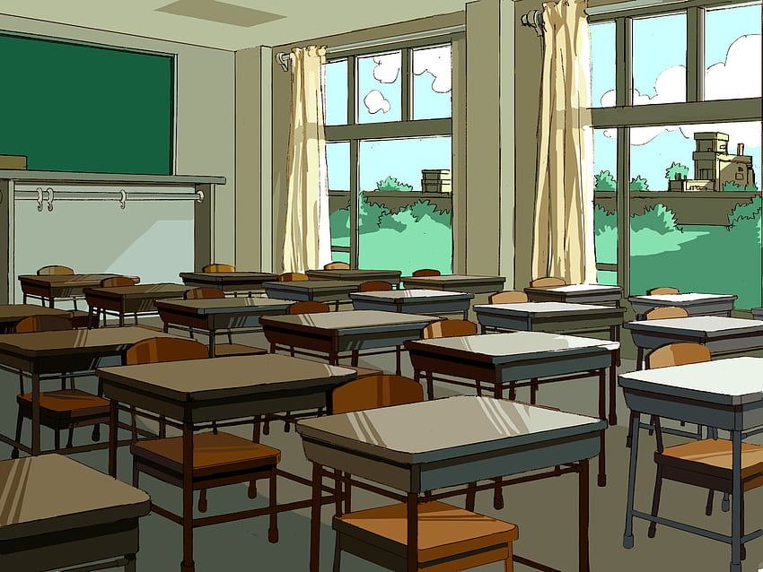 Black & White Anime Classroom Background Graphic by MeiMei10 · Creative  Fabrica