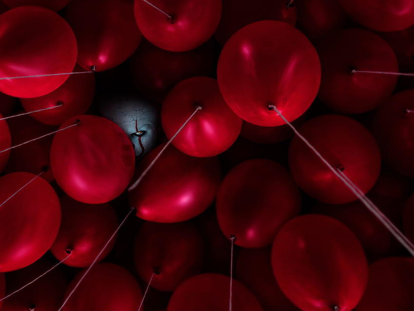 Pennywise coberto por balões vermelhos. Fundo . papel de parede HD