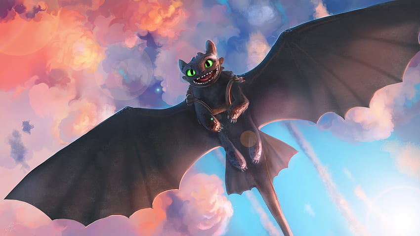 Movie, Toothless, night fury, dragon, How to Train Your Dragon HD wallpaper