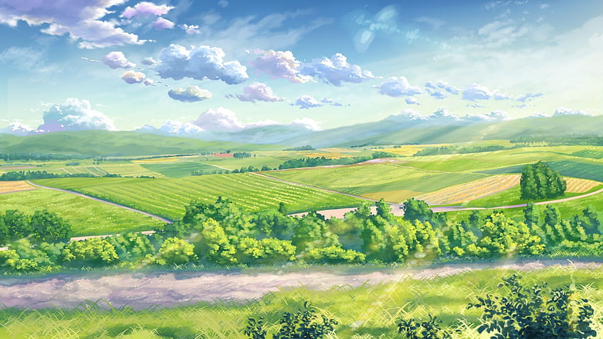 緑のアニメ風景。 アニメの風景、滝の風景、アニメの春の風景 高画質の壁紙